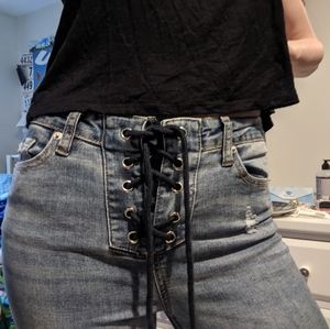Lace up jeans